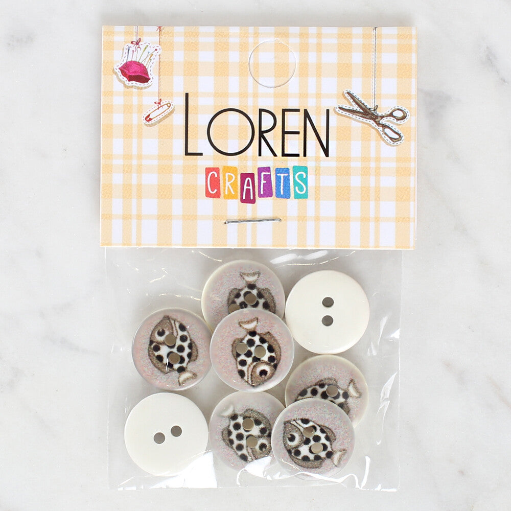Loren Crafts 8'li Balık Düğme - 1184
